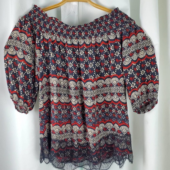 Knox Rose Art deco off shoulder Blouse Size XL - Picture 2 of 7